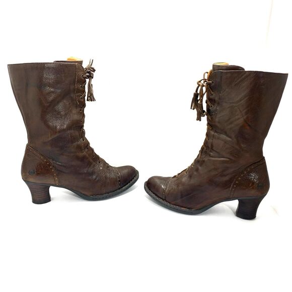 Born Leather Distressed Victorian Boots Size 9 Women’s - Picture 1 of 16